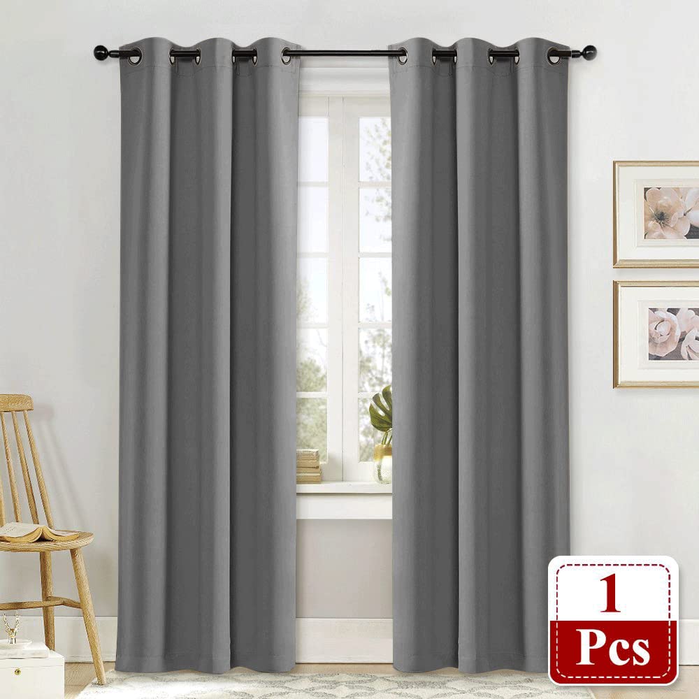 Nicetown Window Curtain Blackout Drape Panel 3 Pass Microfiber Noise Reducing Thermal Insulated Window Drapery With Grommet (Single Panel, 42 X 84 Inch, Silver Grey)
