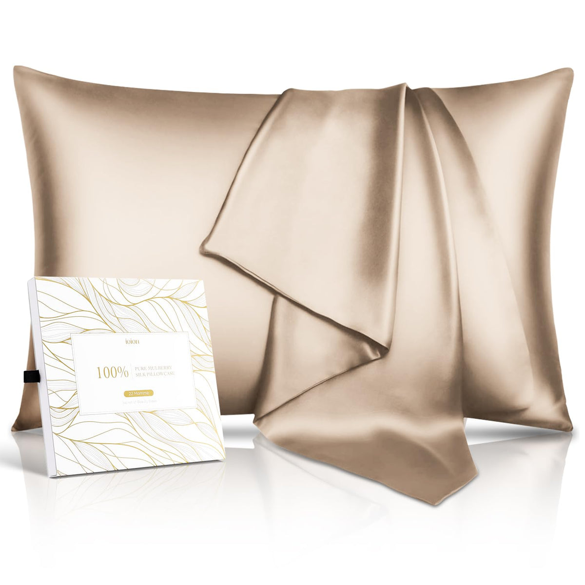 100% Pure Mulberry Silk Pillowcase For Hair & Skin - 22 Momme 6A High-Grade Fibers - Anti-Aging, Anti-Sleep Crease, Cooling Sati