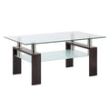 Ianiya Rectangle Glass Coffee Table End Table Metal Tube Legs For Livingroom
