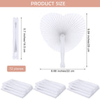 Aodaer 100 Pack Heart Shaped Folding Fans White Paper Fans Handheld Fans With Plastic Handles For Party, Wedding, Anniversary De