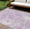 10 X 14 Lavender Purple And Lilac Floral Washable Indoor Outdoor Area Rug