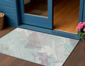 3 X 5 Blue Teal Blue And Gray Abstract Washable Indoor Outdoor Area Rug