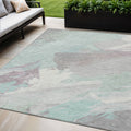 5 X 8 Blue Teal Blue And Gray Abstract Washable Indoor Outdoor Area Rug