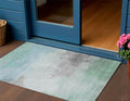 3 X 5 Blue And Mint Green Abstract Washable Indoor Outdoor Area Rug
