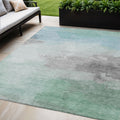 5 X 8 Blue And Mint Green Abstract Washable Indoor Outdoor Area Rug