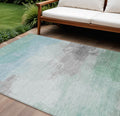 8 X 10 Blue And Mint Green Abstract Washable Indoor Outdoor Area Rug