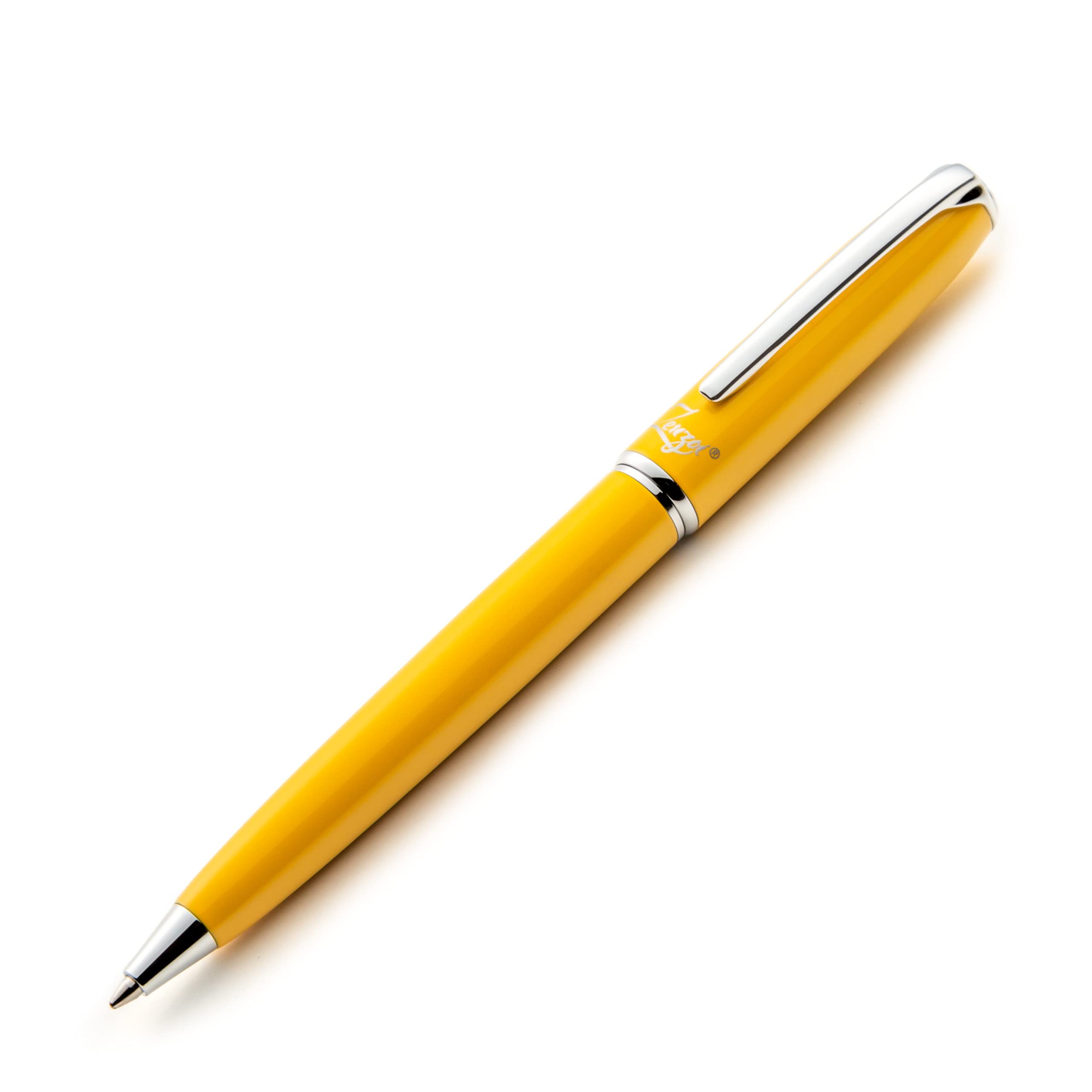 Zenzoi Yellow Ballpoint Pen - Refillable, Luxury Pen For Women, Men. Smooth Writing Premium Schmidt Ink Refills. Fancy, High End