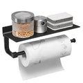 BESy Adhesive Paper Towel Holder Wall Mounted for Kitchen 13 in, Bathroom Tissue Roll Hanger with Storage Shelf, Space Aluminum,