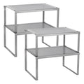 MOOACE Kitchen Cabinet Organizers Shelf Set of 4, Kitchen Counter Storage Shelves, Stackable Expandable Shelf Organizer Pantry S