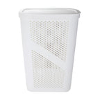 Mind Reader 60L Slim Laundry Hamper, Clothes Basket, Lid, Ventilated, Plastic, 17.25''L X 13.75''W X 23.5''H, Set Of 2, White