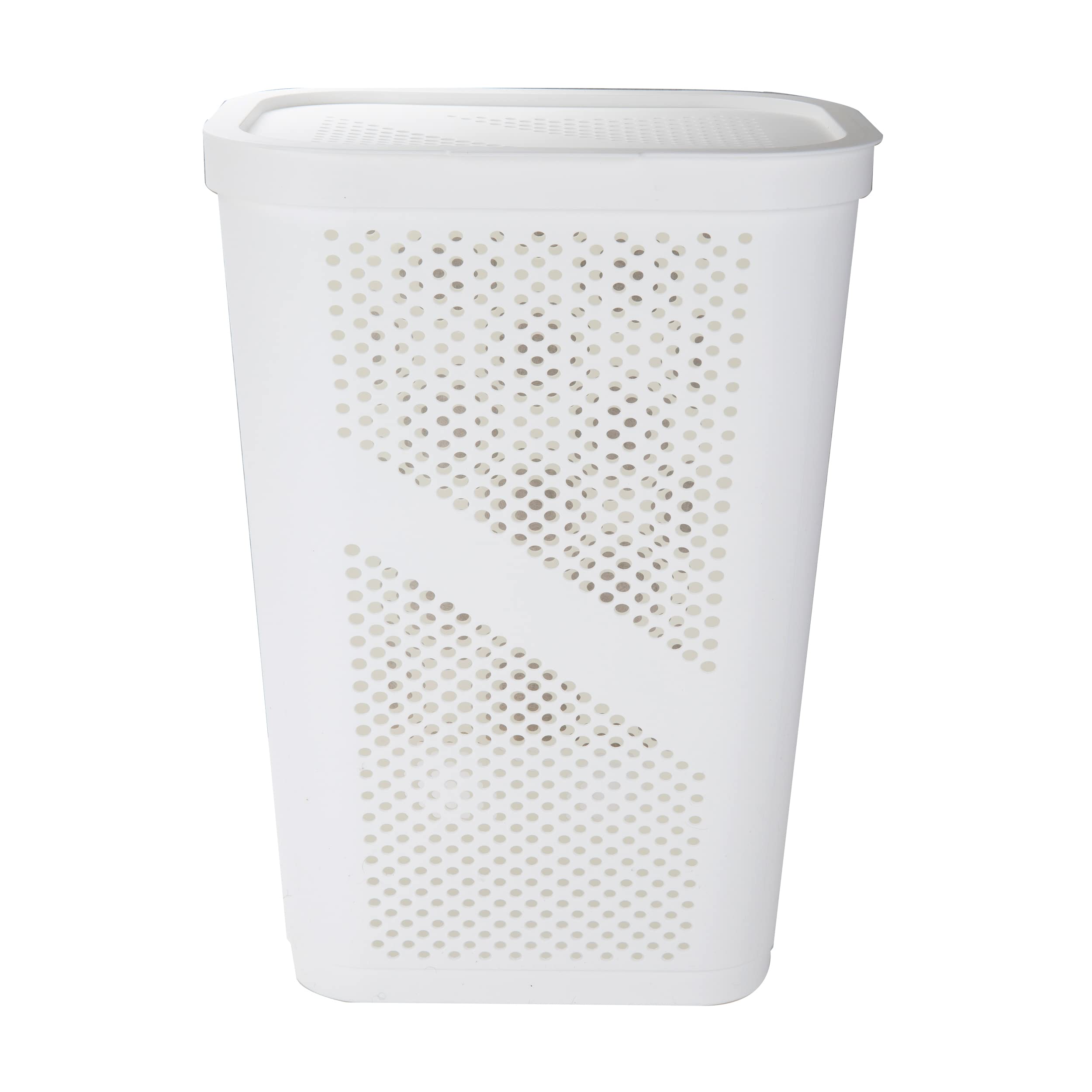 Mind Reader 60L Slim Laundry Hamper, Clothes Basket, Lid, Ventilated, Plastic, 17.25''L X 13.75''W X 23.5''H, Set Of 2, White