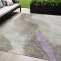 5 X 8 Taupe And Lavender Abstract Washable Indoor Outdoor Area Rug