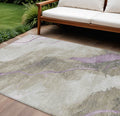 10 X 14 Taupe And Lavender Abstract Washable Indoor Outdoor Area Rug