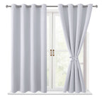 Hiasan Blackout Curtains For Bedroom, 52 X 54 Inches Long - Thermal Insulated & Energy Saving Window Curtains For Living Room, 2 Drape Panels Sewn With Tiebacks, Greyish White