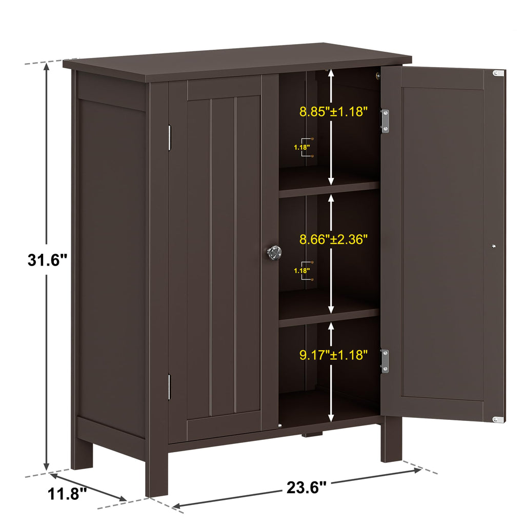 Super Deal Modern Bathroom Floor Storage Cabinet With Adjustable Shelf And Double Door Rust Proof, Living Room Modern Home Furniture Storage Organizer Cabinet, Brown