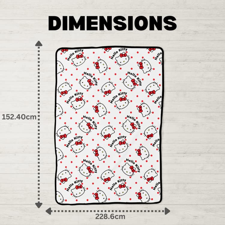 Franco Collectibles Hello Kitty Polka Dot Bedding Super Soft Cozy Blanket, 62 In X 90 In, (Officially Licensed Product)