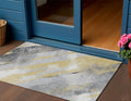 3 X 5 Gold And Gray Striped Washable Indoor Outdoor Area Rug