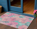3 X 5 Pink And Mauve Floral Washable Indoor Outdoor Area Rug