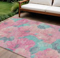 8 X 10 Pink And Mauve Floral Washable Indoor Outdoor Area Rug