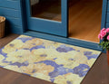 3 X 5 Wheat And Purple Floral Washable Indoor Outdoor Area Rug