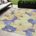 5 X 8 Wheat And Purple Floral Washable Indoor Outdoor Area Rug
