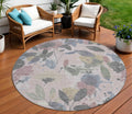 8 Blush And Mauve Round Floral Washable Indoor Outdoor Area Rug