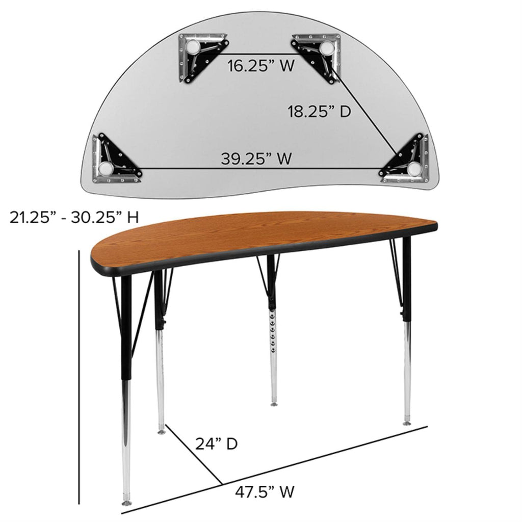 Flash Furniture 3 Piece 76" Oval Wave Collaborative Oak Thermal Laminate Activity Table Set - Standard Height Adjustable Legs