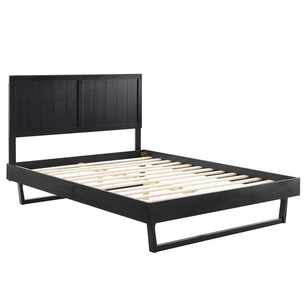 Modway Alana Wood Full Platform Bed In Black With Angular Frame, Double