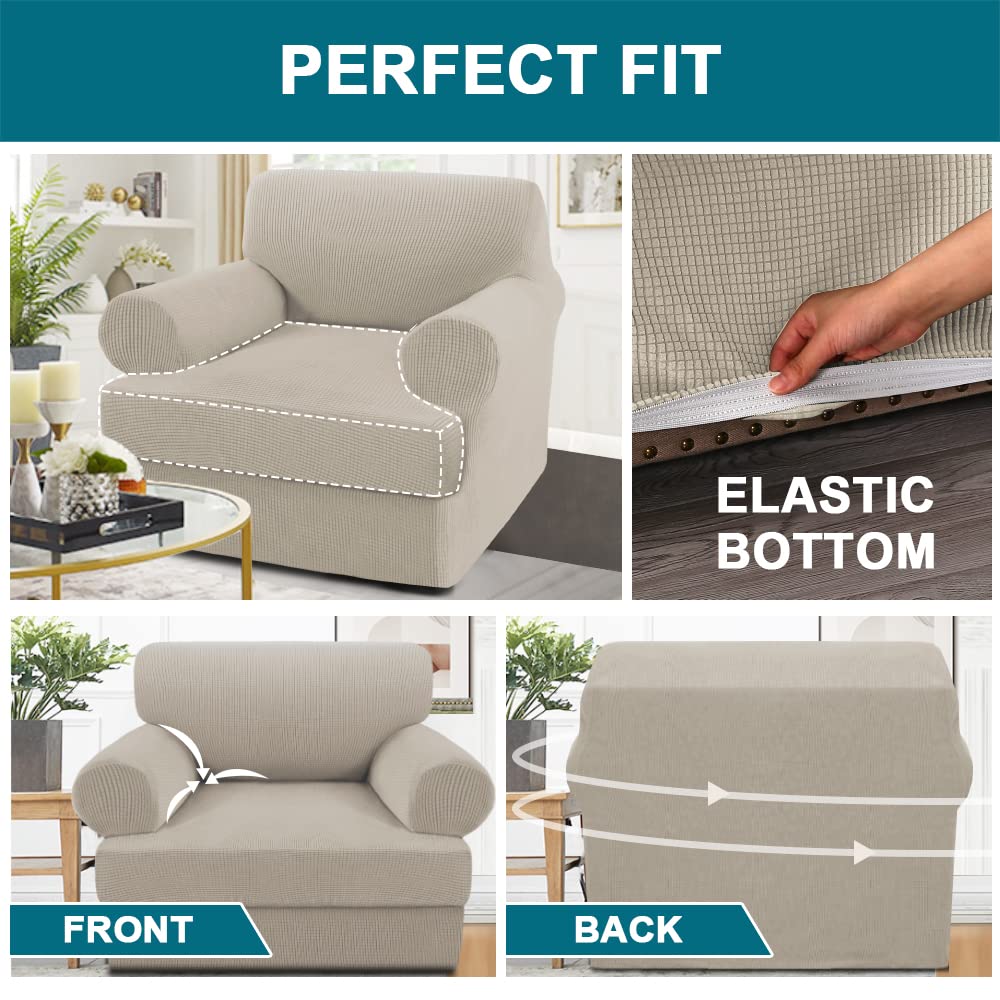 Turquoize T Cushion Chair Slipcover T Cushion Chair Covers For Living Room Stretch Sofa Couch Cover Soft Armchair Cover Furniture Covers With Individual T Cushion Seat Covers (Chair, Island Fossi)