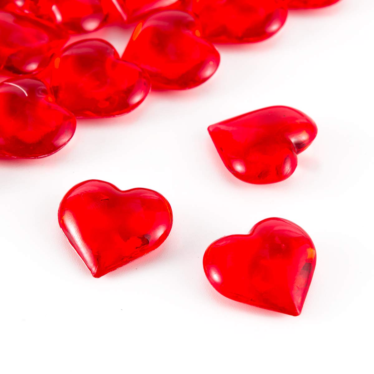 Red Acrylic Heart Translucent Hearts Shaped Crystals Gems For Table Scatter, Valentine'S Day, Wedding, Artwork, Birthday Party D