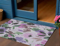 3 X 5 Lavender And Artichoke Green Floral Washable Indoor Outdoor Area Rug