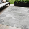 5 X 8 Ivory And Silver Floral Washable Indoor Outdoor Area Rug