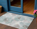 3 X 5 Blue And Sage Floral Washable Indoor Outdoor Area Rug