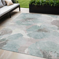 5 X 8 Blue And Sage Floral Washable Indoor Outdoor Area Rug