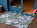 3 X 5 Lavender And Olive Green Floral Washable Indoor Outdoor Area Rug