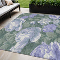 5 X 8 Lavender And Olive Green Floral Washable Indoor Outdoor Area Rug
