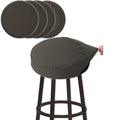 Buyue 4 Pcs Bar Stool Covers, Luxury Fabric Dia.12-14' Round Stretchy Crease-Resistant Washable Jacquard Dustproof Stool Seat Slipcover, S-Brown-Set Of 4