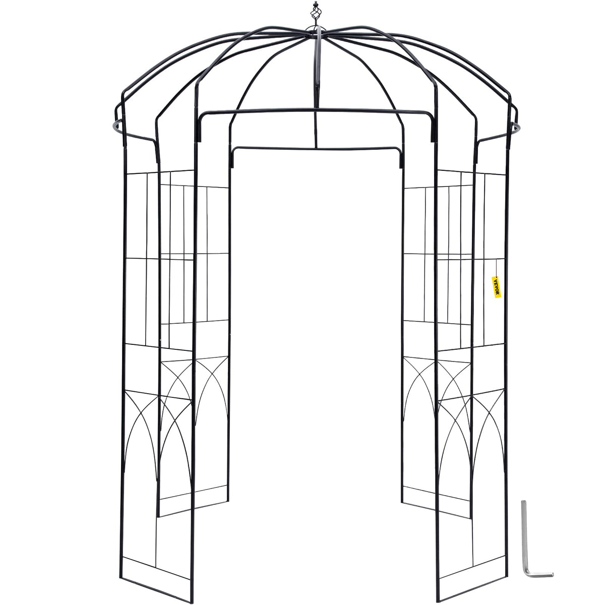 Vevor Birdcage Shape Garden Arch, 9' High X 6.6' Wide, Heavy Duty Wrought Iron Arbor, Wedding Trellis For Climbing Vines In Outd