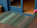 3 X 5 Green And Khaki Striped Washable Indoor Outdoor Area Rug