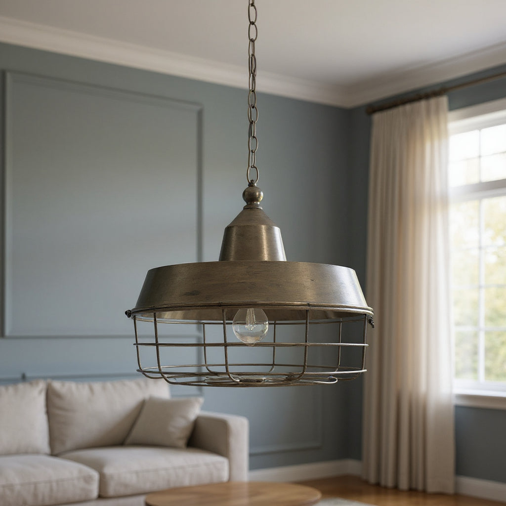 Gold Single Metal Dimmable Ceiling Light With Gold Shades