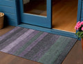 3 X 5 Purple And Olive Green Striped Washable Indoor Outdoor Area Rug