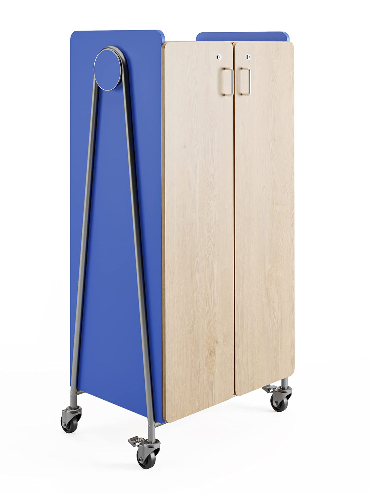 Safco Products 3925SBU Whiffle Typical 5, Double Column 4-Shelf and Wardrobe Bar Rolling Storage Cart with Magnetic Dry-Erase Back, 60&quot; H, Tall, Spectrum Blue