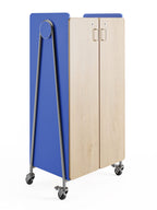 Safco Products 3925SBU Whiffle Typical 5, Double Column 4-Shelf and Wardrobe Bar Rolling Storage Cart with Magnetic Dry-Erase Back, 60" H, Tall, Spectrum Blue