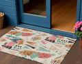 3 X 5 Ivory Blush And Teal Blue Abstract Washable Indoor Outdoor Area Rug