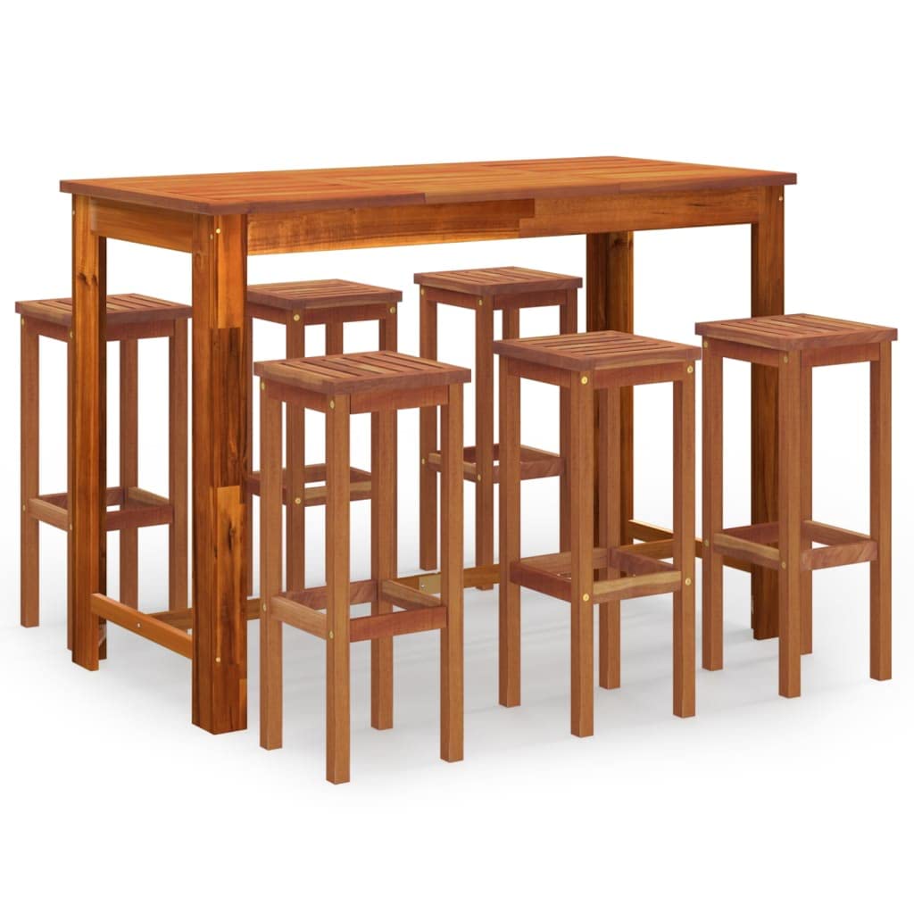 vidaXL Patio Bar Set 7 Piece, Outdoor Bar Table and Stools, Patio Furniture Set, Dining Set for Garden, Farmhouse, Solid Wood Acacia
