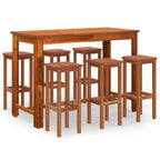 vidaXL Patio Bar Set 7 Piece, Outdoor Bar Table and Stools, Patio Furniture Set, Dining Set for Garden, Farmhouse, Solid Wood Acacia