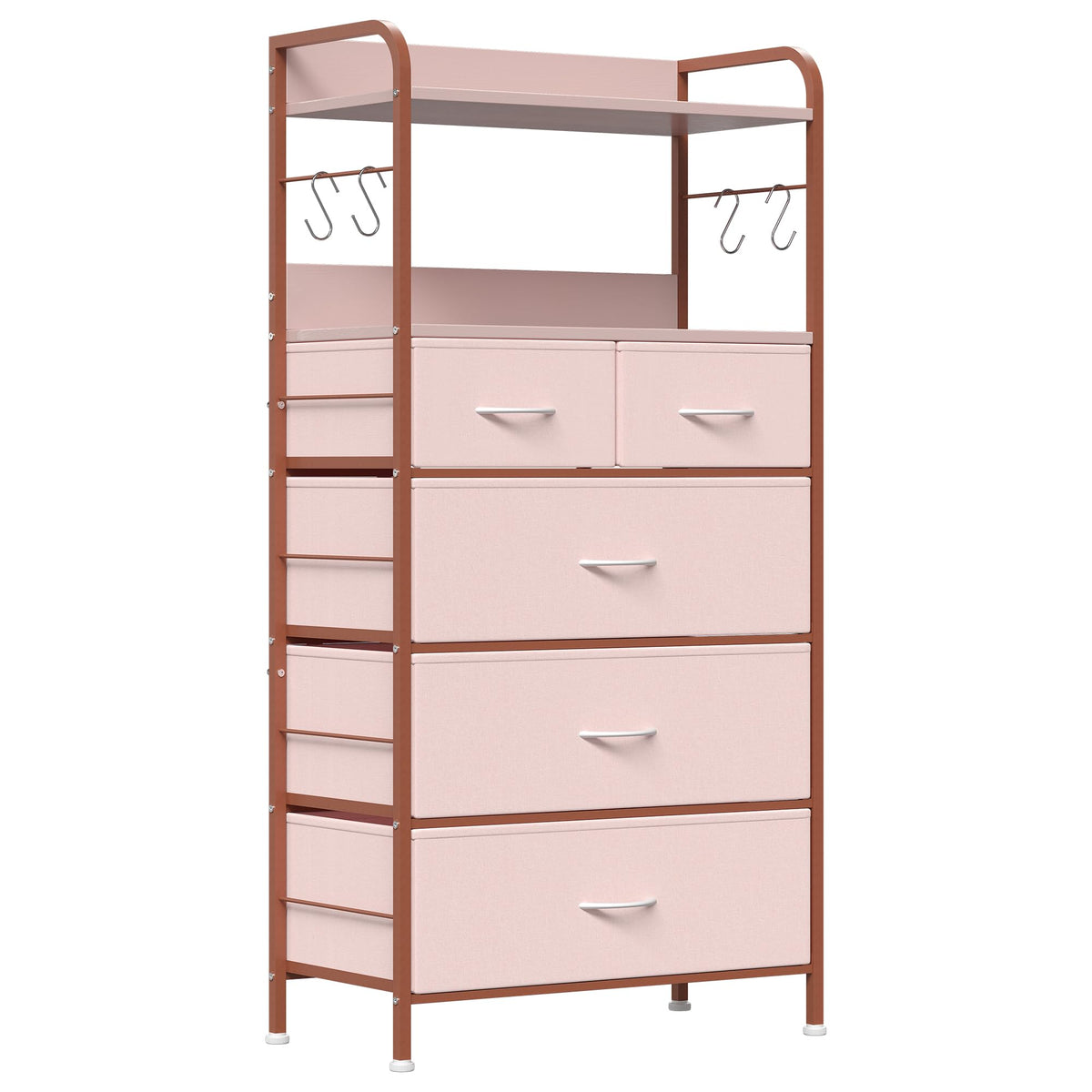 Jojoka Dresser For Bedroom With 5 Drawers, Dressers & Chests Of Drawers For Hallway, Entryway, Storage Organizer Unit With Fabric, Sturdy Metal Frame, Wood Tabletop, Easy Pull Handle