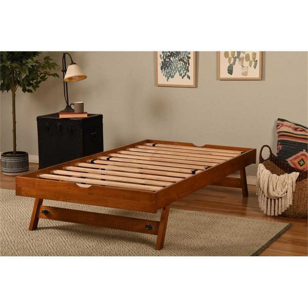 Kodiak Furniture Boho Wood Pop Up Bed with Brown Frame-Mattress Not Included