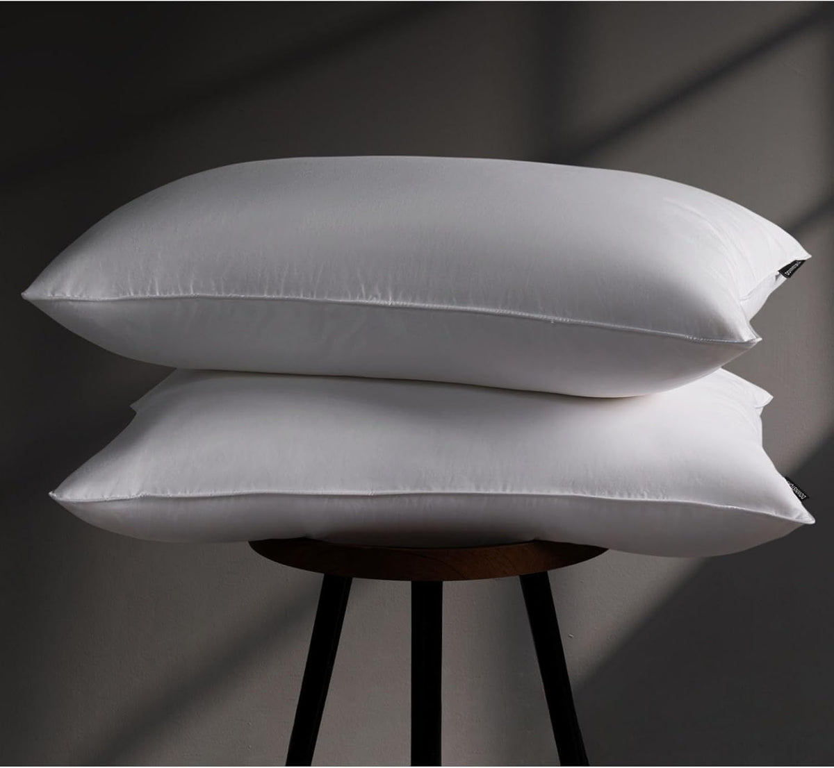 Luxury Goose Feather Down Pillow Standard Size Set Of 2 Pack, 100% Cotton Hotel Collection Bed Pillows For Sleeping, Down Surrou