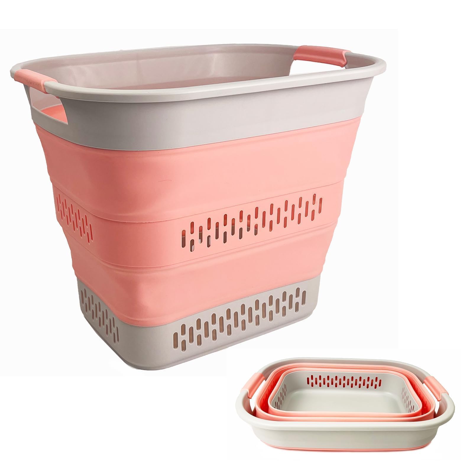 SAMMART 40L (10.5 Gallon) Collapsible Plastic Laundry Basket - Foldable Pop Up Storage Container/Organizer - Portable Laundry Ha